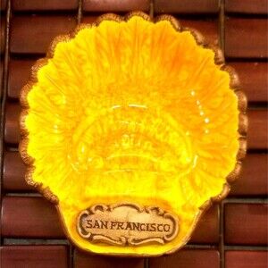 Vintage Treasure Craft San Francisco Souvenir Seashell Ceramic Trinket Dish